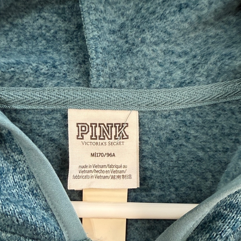 PINK Victoria's Secret Teal Zip-Up Sweater View 3